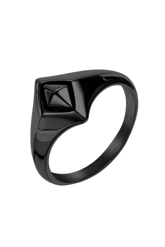Men's Women's Stainless Steel Simplicity Geometric Rhomboid Index Ring Balck Size 7