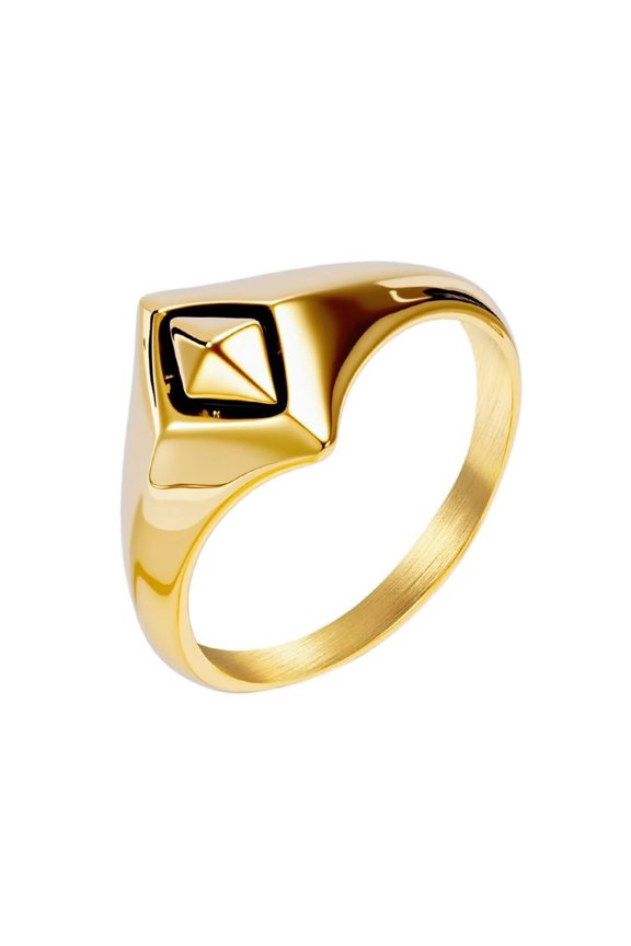 Men's Women's Stainless Steel Simplicity Geometric Rhomboid Index Ring Gold Size 7