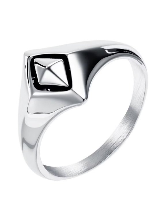 Men's Women's Stainless Steel Simplicity Geometric Rhomboid Index Ring Silver Size 10