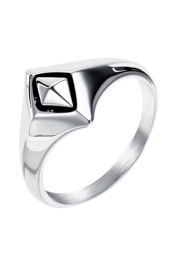 Men's Women's Stainless Steel Simplicity Geometric Rhomboid Index Ring Silver Size 10