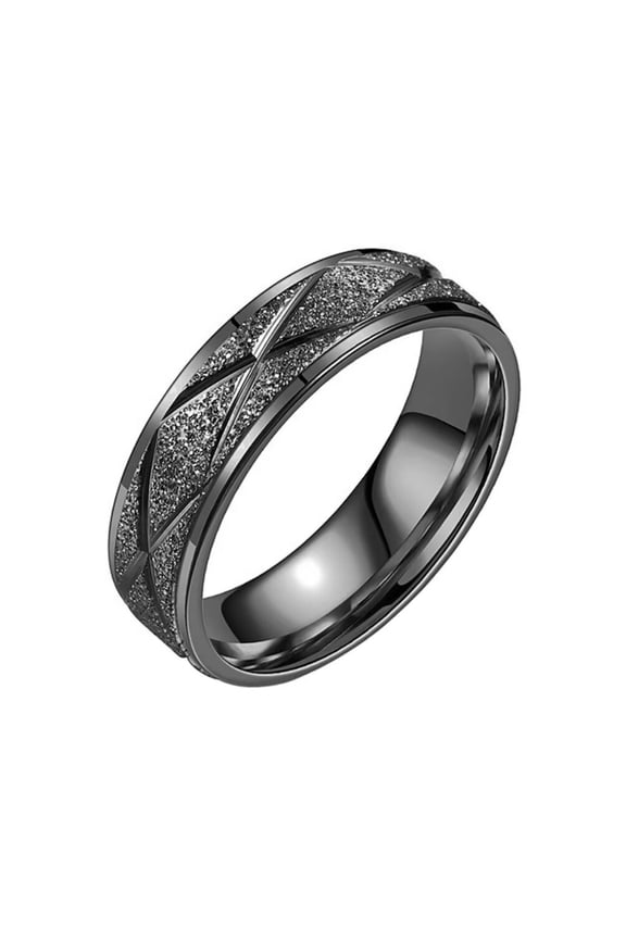 Men's Women's Stainless Steel Vintage Unique Rhomboid Sandblasted Ring Black Size 8