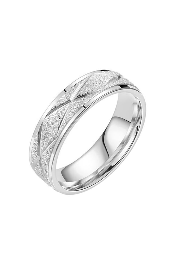 Men's Women's Stainless Steel Vintage Unique Rhomboid Sandblasted Ring Silver Size 11