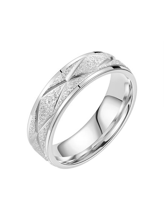 Men's Women's Stainless Steel Vintage Unique Rhomboid Sandblasted Ring Silver Size 13