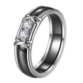 thumbnail image 1 of PAMTIER Men's and Women's Ceramic 5MM Minimalist Double X Zirconia Wedding Ring Black Size 10, 1 of 5