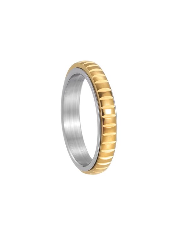 Men's and Women's Stainless Steel 4MM Simple Relieves Anxiety Decompression Rotatable Ring Gold Size 11