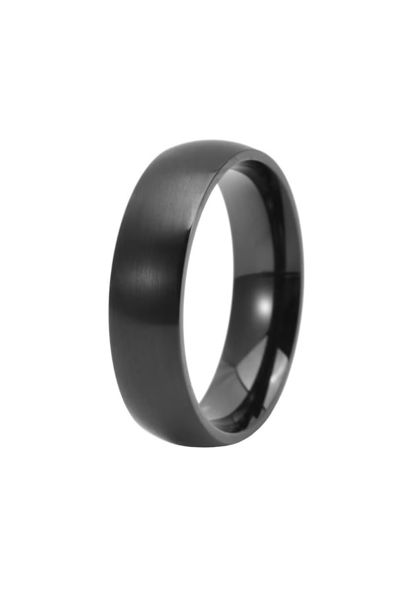Men's and Women's Stainless Steel 6MM Classic Minimalist Arc Brushed Stackable Ring Black Size 6