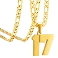 thumbnail image 1 of PAMTIER Men's and Women's Stainless Steel Classic Simple Personalized Athlete Number Sports Necklace Gold Number 17, 1 of 2