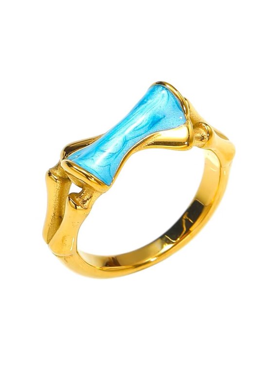 Men's and Women's Stainless Steel Drop Oil Dainty Resilience Growth Rising Higher and Higher Ring Blue Size 9