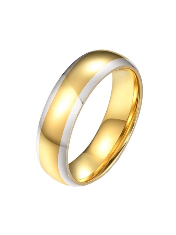 Men's and Women's Stainless Steel Simplicity Mirror Two-tone Polished Ring Silver Black Size 9