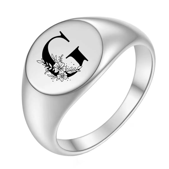 Silver Pickup Rings PAMTIER Mens Womens Stainless Steel 12MM Round Simple 26 Initials ...