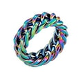 thumbnail image 1 of PAMTIER Mens Womens Stainless Steel 9mm Hip Hop Knot Link Chain Biker Ring Twist Rope Wedding Band Rainbow Size 8, 1 of 3
