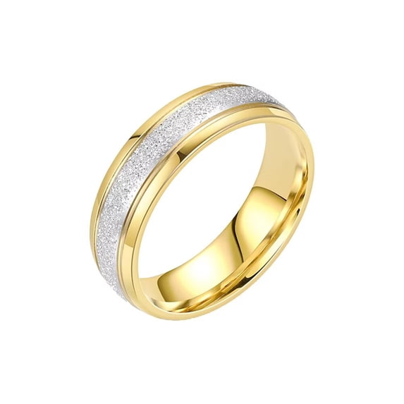 PAMTIER Mens Womens Stainless Steel Brushed Center Band Ring Dainty Minimalist Matte and Shiny Contrast Wedding Band Silver Gold Size 12