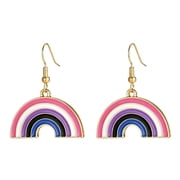 PAMTIER Rainbow Arch Earrings Stainless Steel Drop for Women Pride Style 8 Gold Tone Semi-Circle Dangles 6 Stripe Gay Pride Jewelry Drop Earrings for Pride Parade Love is Love Accessories for Her