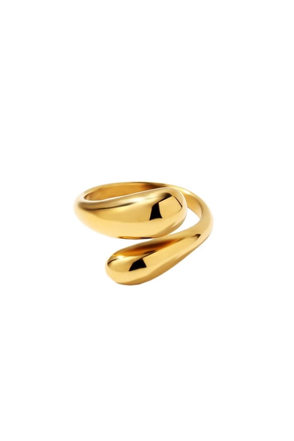 Stackable Rings for Women Twist Adjustable Statement Open Chunky Teardrop Ring Stainless Steel Minimalist Band Unique Jewelry Gold
