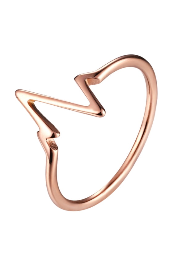 Stainless Steel 10MM Wave Line Design Rings for Women Minimalist Personalised Simple Jewelery Rose Gold Size 9