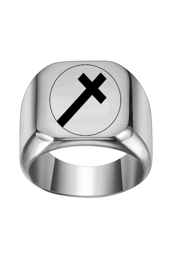 Stainless Steel 18mm Square Personalised Cross Pattern Rings For Men Classic Elegant Wedding Band Jewelry Silver Size 4