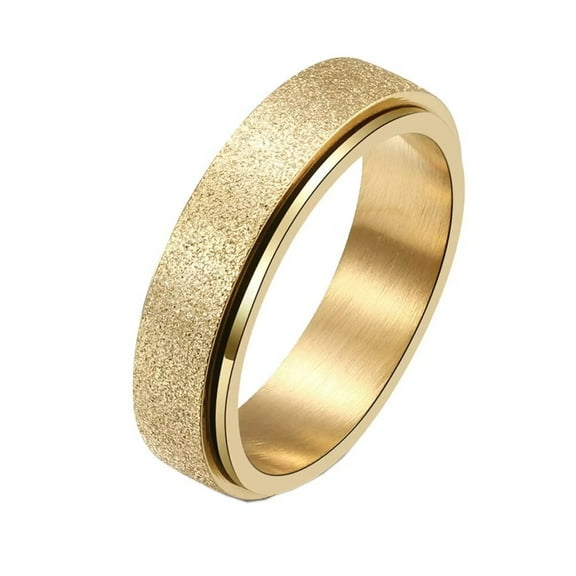 PAMTIER Stainless Steel 6MM Sandblasted Rotatable Lucky Anxiety Ring Band for Men Women Gold Size 8