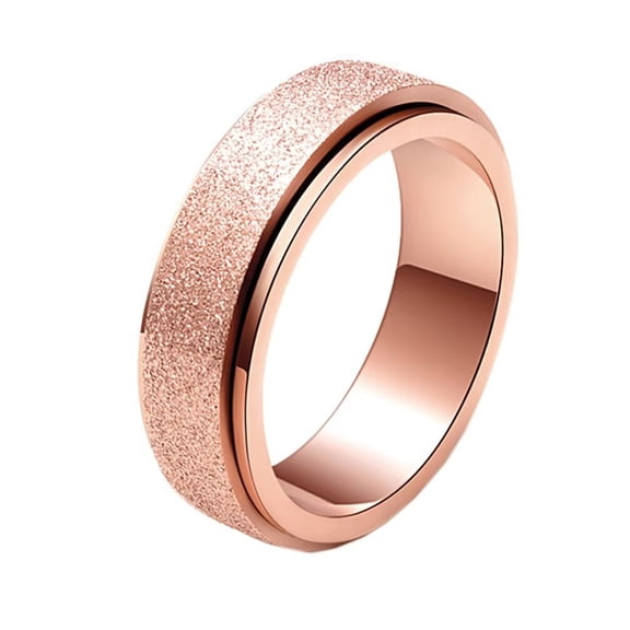 PAMTIER Stainless Steel 6MM Sandblasted Rotatable Lucky Anxiety Ring Band for Men Women Rose Gold Size 8