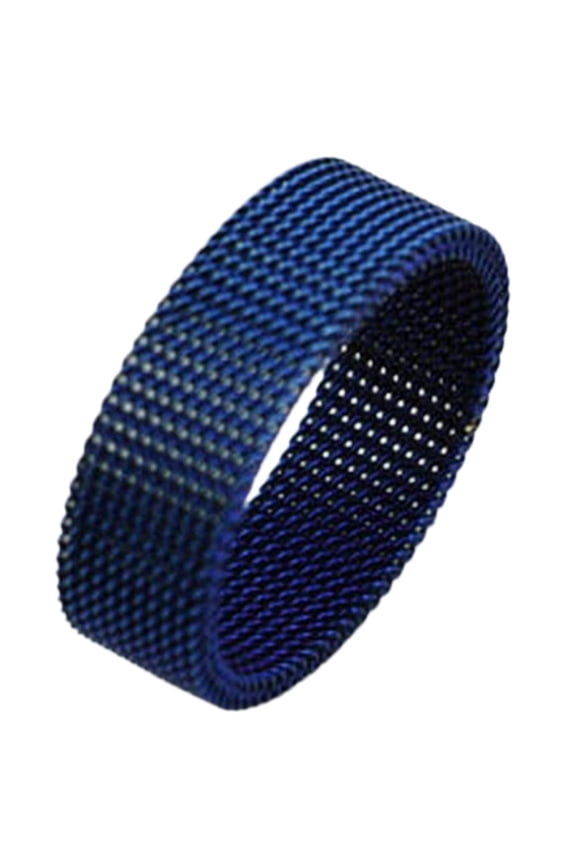 Stainless Steel 8mm Mesh Rings for Men Women Wide Woven Comfort Fit Band Statement Minimalist Jewelry Dark Blue Size 9