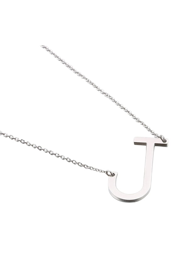 Stainless Steel Initial Necklace for Women Gift Alphabet A-Z Personalized Simple Minimalist Collarbone Chain Jewelry Silver J