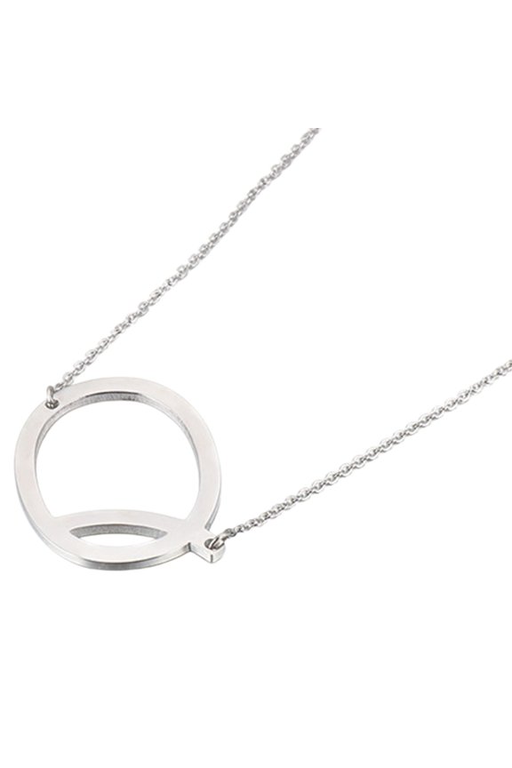 Stainless Steel Initial Necklace for Women Gift Alphabet A-Z Personalized Simple Minimalist Collarbone Chain Jewelry Silver Q
