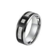 thumbnail image 1 of PAMTIER Stainless Steel Rings for Men Promise Widding Band Two-Tone with Zirconia Unique Minimalist Jewelry Silver Black Size 12, 1 of 5