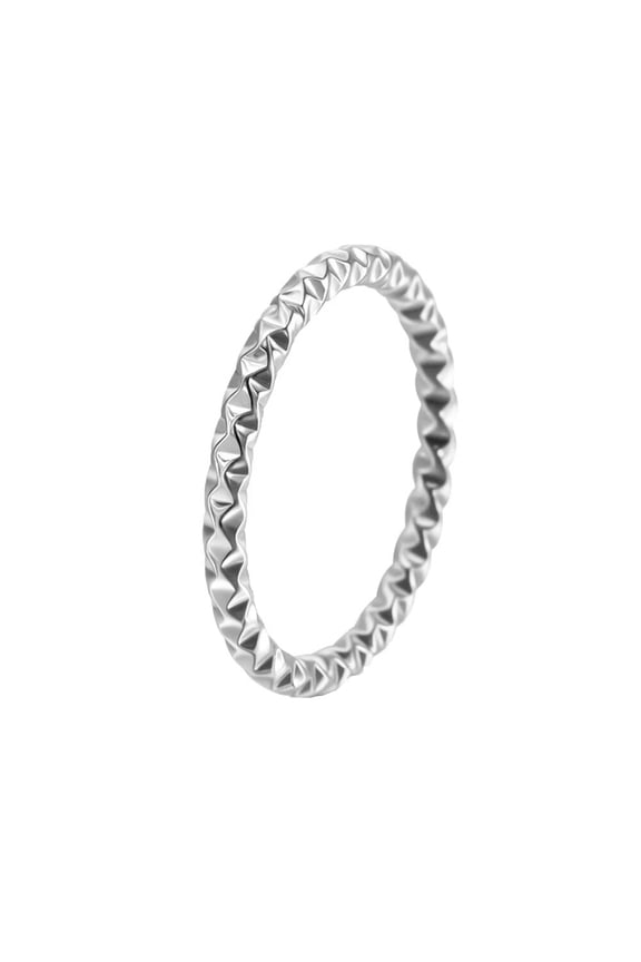 Thin Stainless Steel Irregular Geometric Thread Dainty Ring for Women Elegance Band Minimalist Stackable Jewelry Silver Size 7