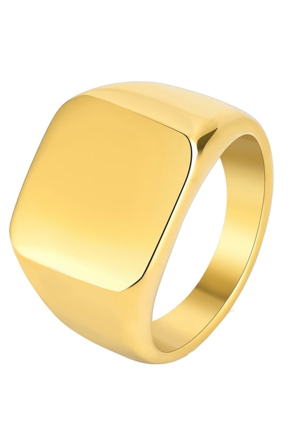 Titanium Steel Square Polished Rings for Men Simple Modern Elegant Statement Jewelry Gold Size 9