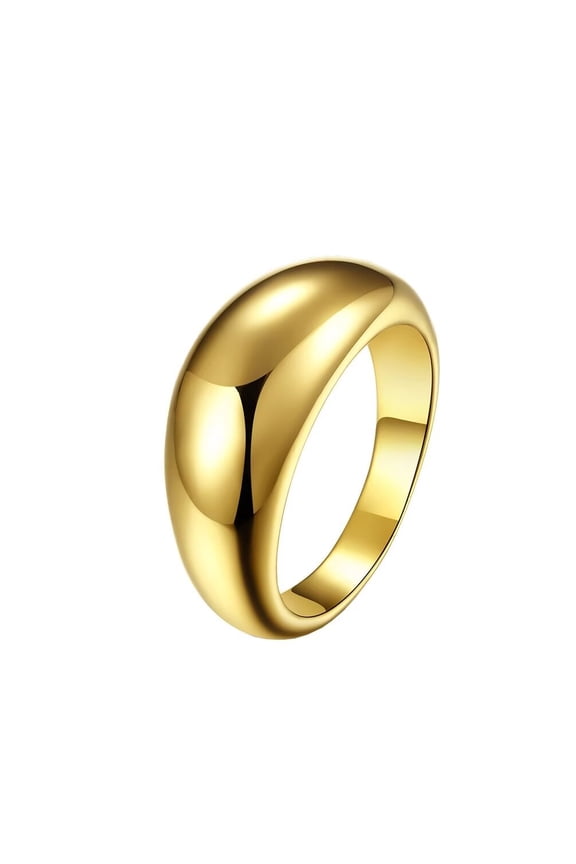 Unisex 10mm Stainless Steel Chunky Dome Plain Croissant Solid Arc Glossy Stacking Ring Smooth Minimalist Style Wedding Band Gold Size 8