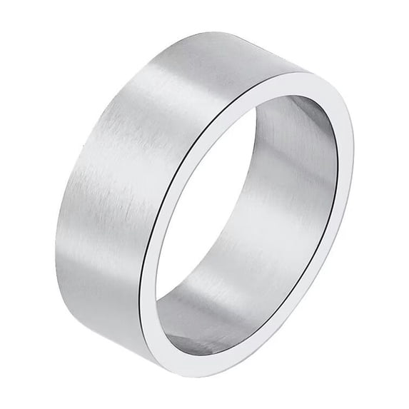 PAMTIER Unisex 8mm Personality Unique Hip Hop Pipe Cut Brushed Matte Stainless Steel Biker Ring European and American Style Silver Size 8
