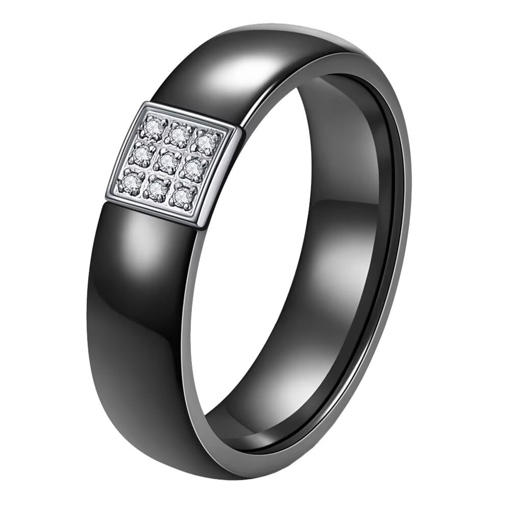 PAMTIER Unisex Ceramic 6mm Personality Classic Square Simple ...