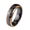 thumbnail image 1 of PAMTIER Unisex Ceramic 6mm Personality Simple Multi-Faceted White and Black Rhombic Cut 2 Colors Ring Couple Wedding Band Gold Plated Black Size 8, 1 of 5