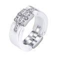 thumbnail image 1 of PAMTIER Unisex Ceramic Creative Unique Micro-Inlaid Crystal Zircon Chain Link Splicing Ring Couple Eternity Wedding Band Comfort Fit White Size 9, 1 of 6