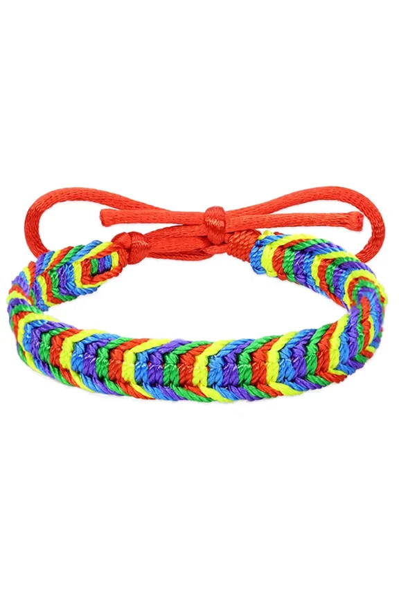 Unisex Handmade Braided Love Tibetan Wrist Wrap Boho Jewelry Rope LGBT Gay Rainbow Pride Cuff Bracelets LGBTQ Community Style 8