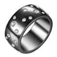 thumbnail image 1 of PAMTIER Unisex Stainless Steel 10MM Romantic Gypsophila Lucky Ring Micro White Zircon Inlay Creative Starry Sky Promise Wedding Band Black Size 10, 1 of 5