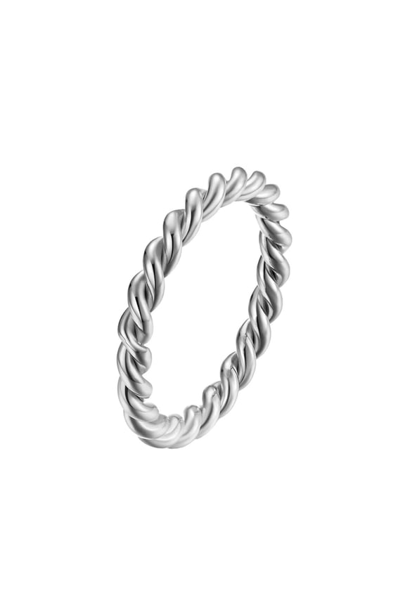 Unisex Stainless Steel 3mm Dainty Spiral Pattern Multi Strand Rope Plait Twist Ring Minimalist Style Stackable Eternity Band Silver Size 11