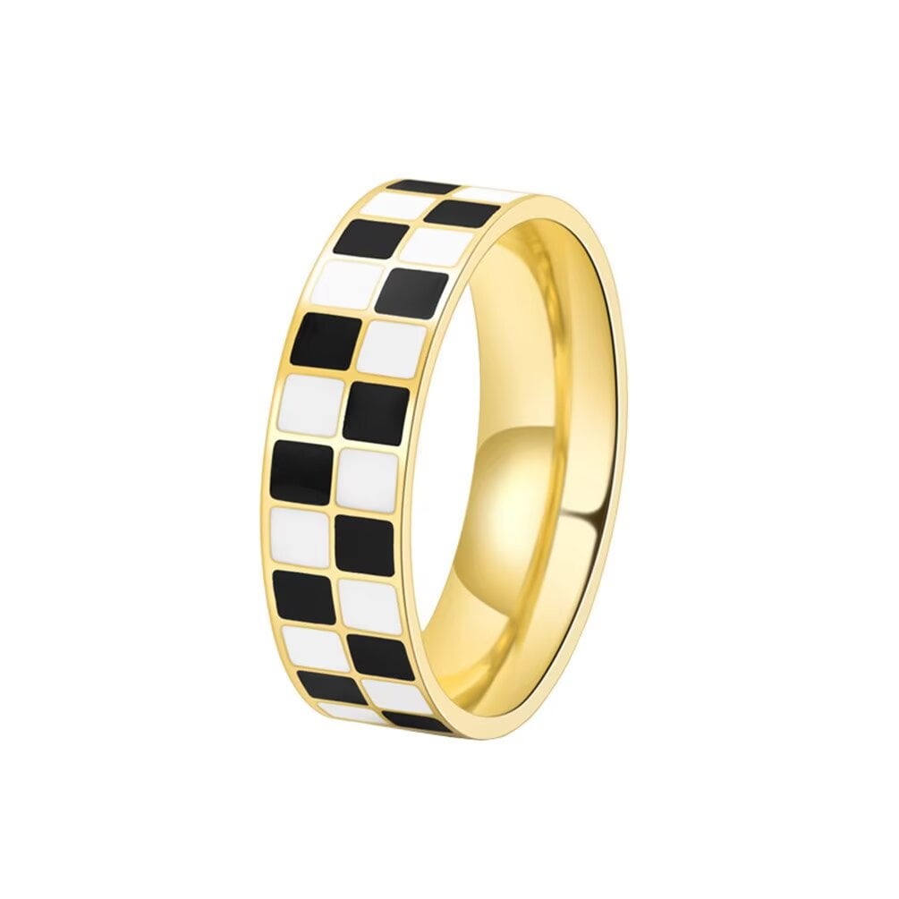 PAMTIER Unisex Stainless Steel 6mm Unique Irregular Black and White ...