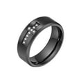 thumbnail image 1 of PAMTIER Unisex Stainless Steel 8mm Creative Simple Cross Ring with Crystal AAA Zirconia Inlay Wedding Band Comfort Fit Black Size 11, 1 of 5