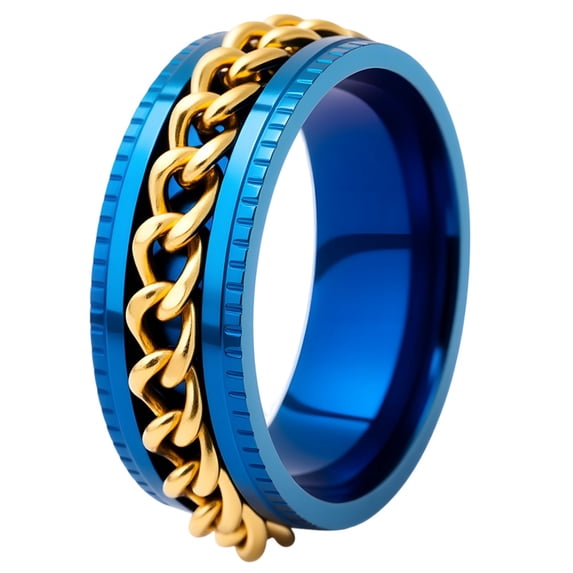 PAMTIER Unisex Stainless Steel 8mm Gear Edge Chain Link Spinner Rings ...