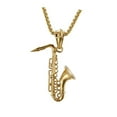 thumbnail image 1 of PAMTIER Unisex Stainless Steel Creative Retro European and American Style Musical Instruments Saxophone Flute Pendant Punk Necklace Gold with Chain, 1 of 5