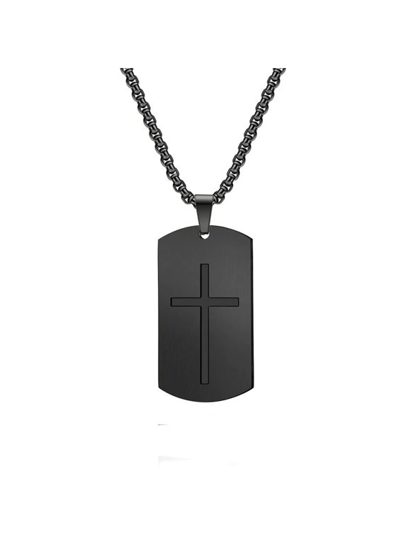 Unisex Stainless Steel Cross Rock Hip Hop Trend Outfit Lovely Exquisite Punk Style Necklace Black No Chain