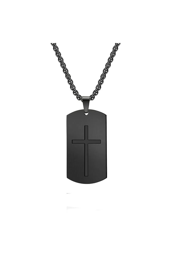 Unisex Stainless Steel Cross Rock Hip Hop Trend Outfit Lovely Exquisite Punk Style Necklace Black No Chain