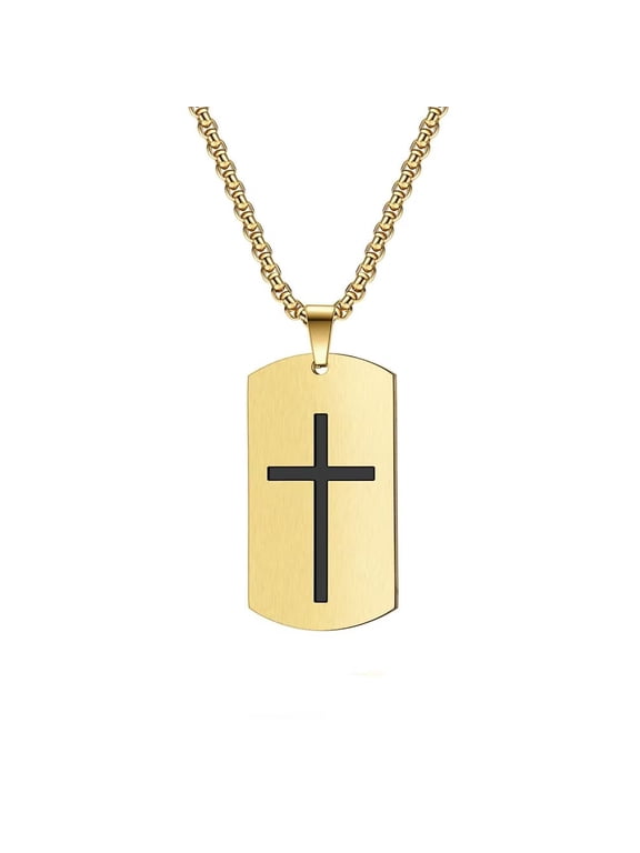 Unisex Stainless Steel Cross Rock Hip Hop Trend Outfit Lovely Exquisite Punk Style Necklace Golden No Chain