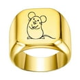 thumbnail image 1 of PAMTIER Unisex Stainless Steel Dome Solid 12 Chinese Zodiac Lucky Signet Ring Symbolic Animal Statement Horoscopes Jewelry Gold Rat Size 11, 1 of 5