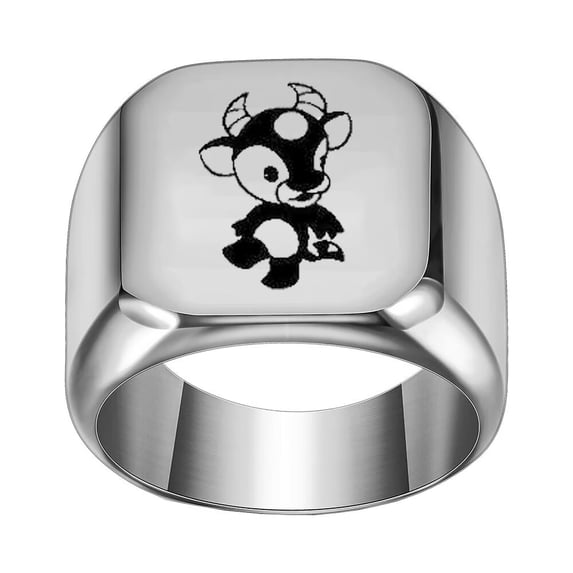 PAMTIER Unisex Stainless Steel Dome Solid 12 Chinese Zodiac Lucky Signet Ring Symbolic Animal Statement Horoscopes Jewelry Silver Sheep Size 8