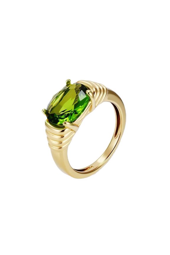 Unisex Stainless Steel Festival Trendy Personalized Gemstone Bold Retro Punk Style Daily Ring Green Stone Size 7