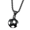 thumbnail image 1 of PAMTIER Unisex Stainless Steel Hip Hop Cool Simulation Stereoscopic Creative Sports Soccer Pendant Necklace Europe and America Style Black with Chain, 1 of 5