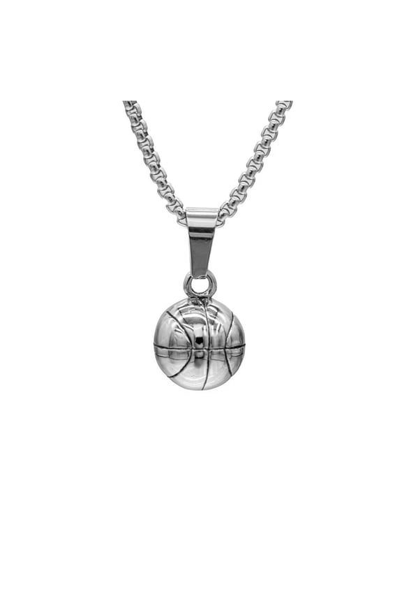 Unisex Stainless Steel Hip Hop Cool Simulation Stereoscopic Solid Sports Basketball Biker Pendant Necklace Free Chain