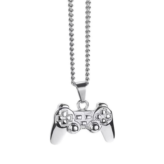 PAMTIER Unisex Stainless Steel Hip Hop Cool Vintage Punk Gamepad Mould Shaped Matching Console Handle Pendant Couple Necklace Game Controller Silver
