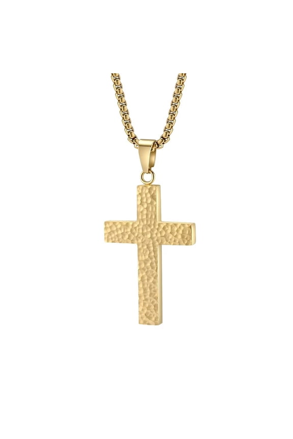 Unisex Stainless Steel Hip Hop Punk Irregular Honeycomb Pattern Cross Pendant Amulet Crucifix Necklace Simple Jewelry Gold Free Chain